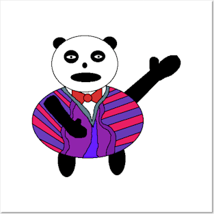 pixel art panda bear waving hi Posters and Art